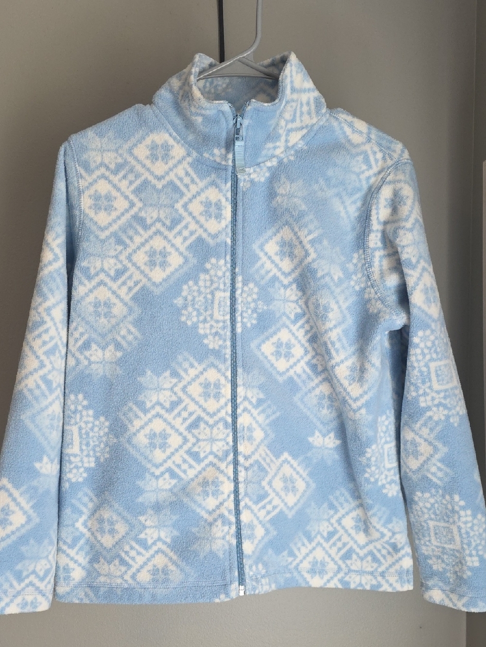 St. John's Bay Fleece Zip Jacket With Snowflakes Size Medium Petite